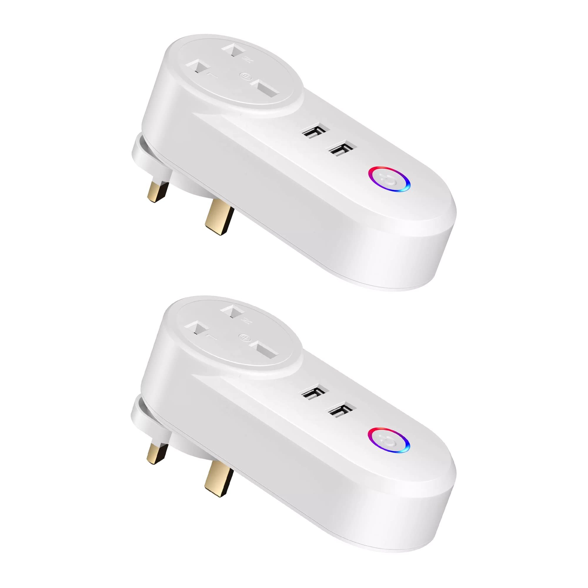 WiFi Smart Plug, 2 USB Ports, 16A, Remote Control Power Socket with Timer Function, WiFi Smart Socket for Home/Office, Compatible with Alexa/Google Home, Only 2.4GHz WiFi, No Hub Required（2 Pack）