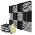 12 Pack Self-Adhesive Sound Proof Foam Panels,12 X 12 X 2 inches Acoustic Foam,High Resilience Sound Proofing Padding for Wall,Sound Absorbing Panels Suitable for Home Studios, Offices - Black & Gray