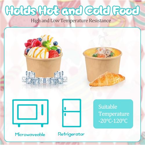 Gobelets à glace papier jetables pot yaourt et dessert 50pcs