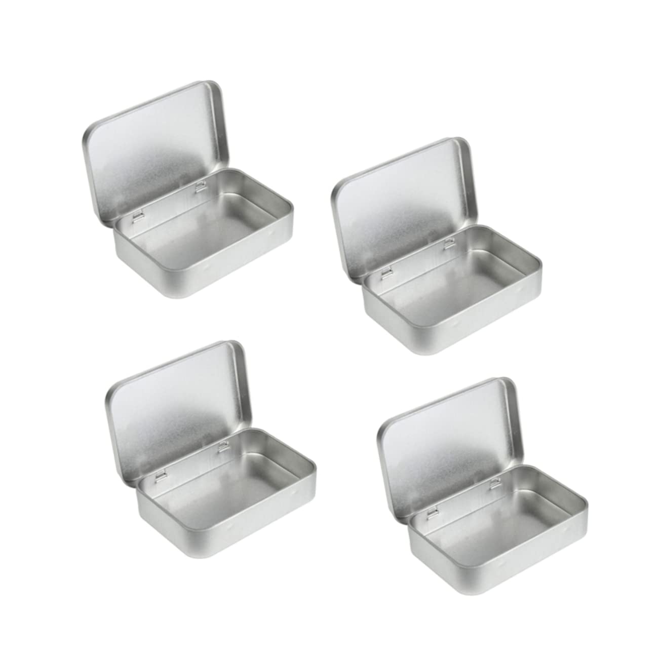 PRETYZOOM Scatola Rettangolare in Metallo Pezzi Mini Lattine Decorative per Mentine Caramelle Trucco Viaggi E Campeggio Argento Senza Cuciture