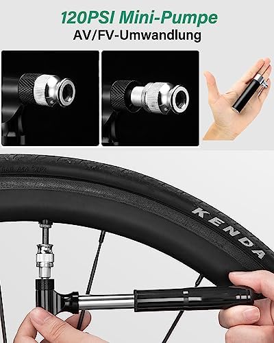 Bicycle Repair Kit with Saddle Bag, 16-in-1 Bicycle Multitool + 120 PSI Mini Air Pump, Bicycle Tool Set on the Go, Emergency Tool Repair Kit, Tool Set for Bike, MTB - View 6