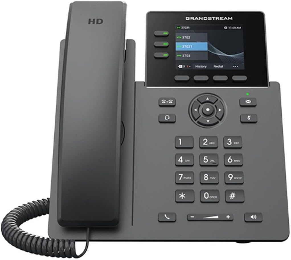 Grandstream GRP2611G IP Phone | 3 Lines, 3 SIP Accounts | 2.8-Inch Color Display | Dual-Port Gigabit Ethernet with Integrated PoE