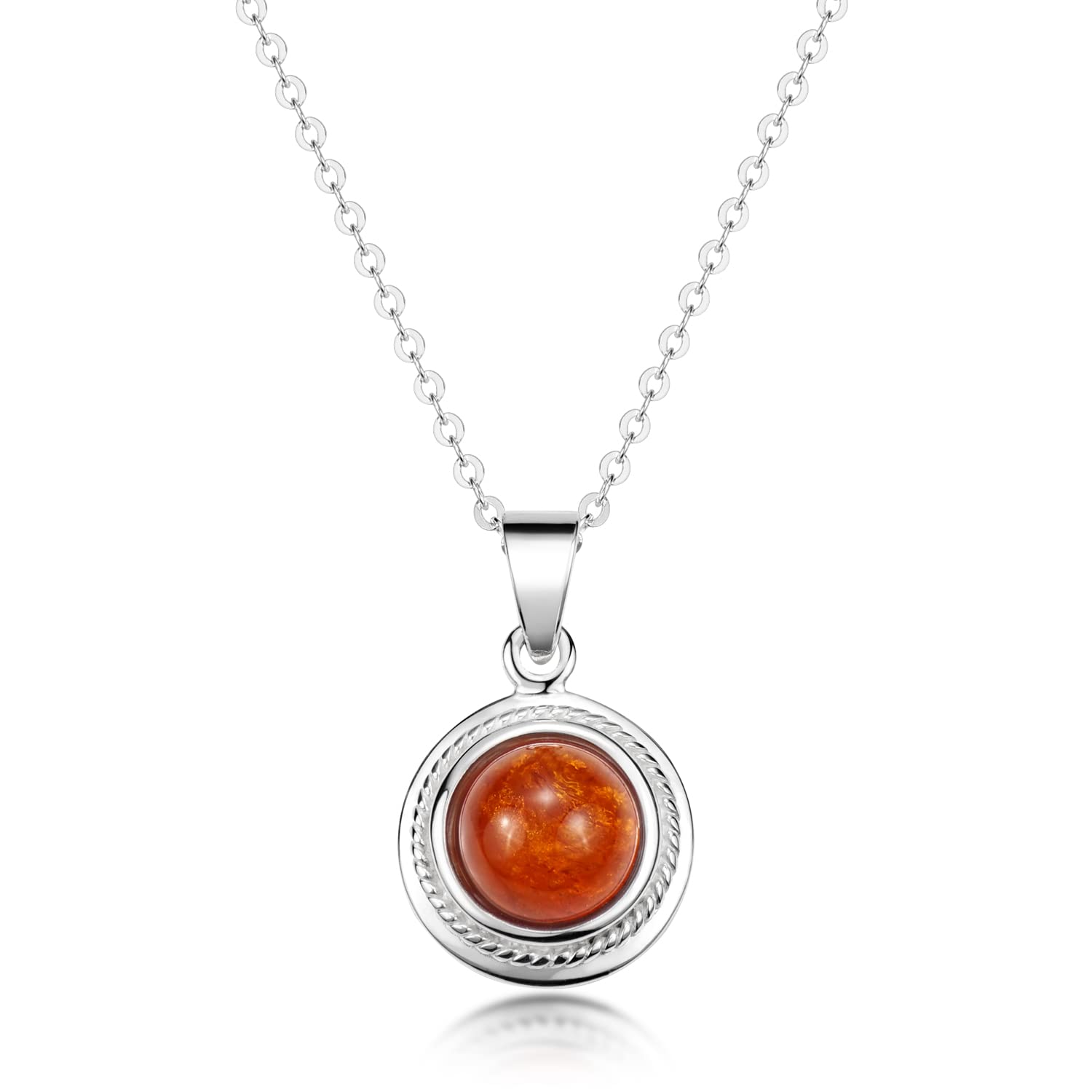 MATERIA by Matthias WagnerWomen's Amber Pendant 925 Silver Diameter 13 mm Round