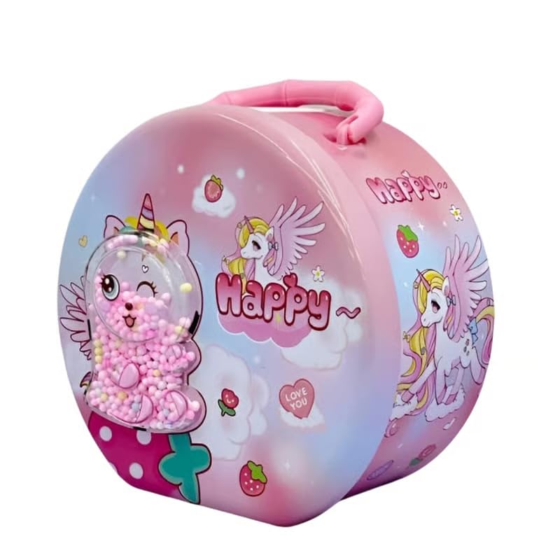 Image of Money Saving Bank with Coin Slot / /Creative Cartoon Design Money Bank / /Plastic Piggy Bank for Boys & Girls (Pack of 1) (Magical Unicorn Piggy - Pink Hppy)