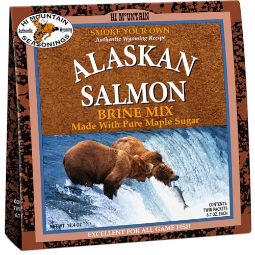 Hi Mountain Seasonings Fish Brine Mix | ALASKAN SALMON | Fish Brine for Smoking | Create Delicious Smoked Salmon | Includes Two Seasoning Packets