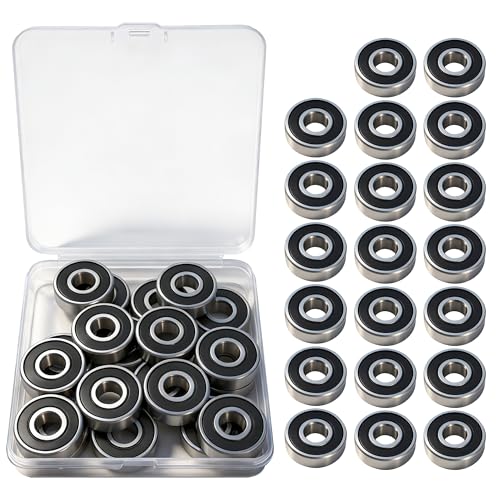 20PCS 608 2RS Deep Groove Ball Bearings Steel 8mm x 22mm x 7mm Miniature Ball Bearing Double Rubber Sealed Bearings Pre-Lubricated Small Bearings for 3D Printers