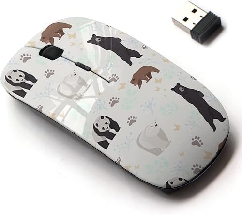Ratón inalámbrico 2.4G con bonito diseño de patrón para todas las computadoras portátiles y computadoras de escritorio con nano receptor, oso polar