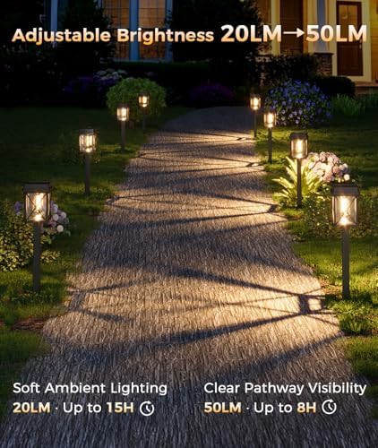XMCOSY+ Solar Lights Outdoor, 8 Pack 50LM Bright Solar Pathway Lights