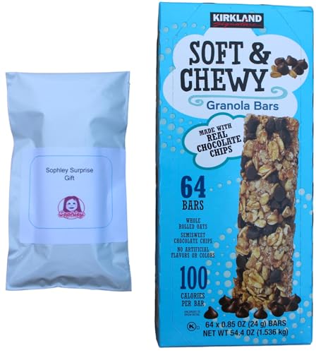 Kirkland Signature Soft & Chewy Chocolate Chip Granola Bars, 0.85 oz, 64 ct + a Sophley Surprise Gift