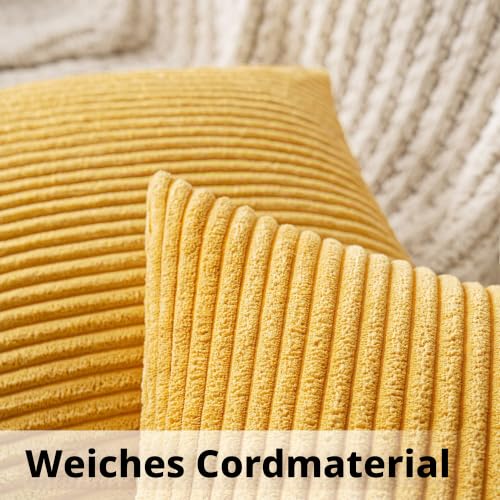 MIULEE 2er Set Kissenbezug 40x40 cm Kord Kissenhülle Sofakissen Kurkuma – Ansicht 2