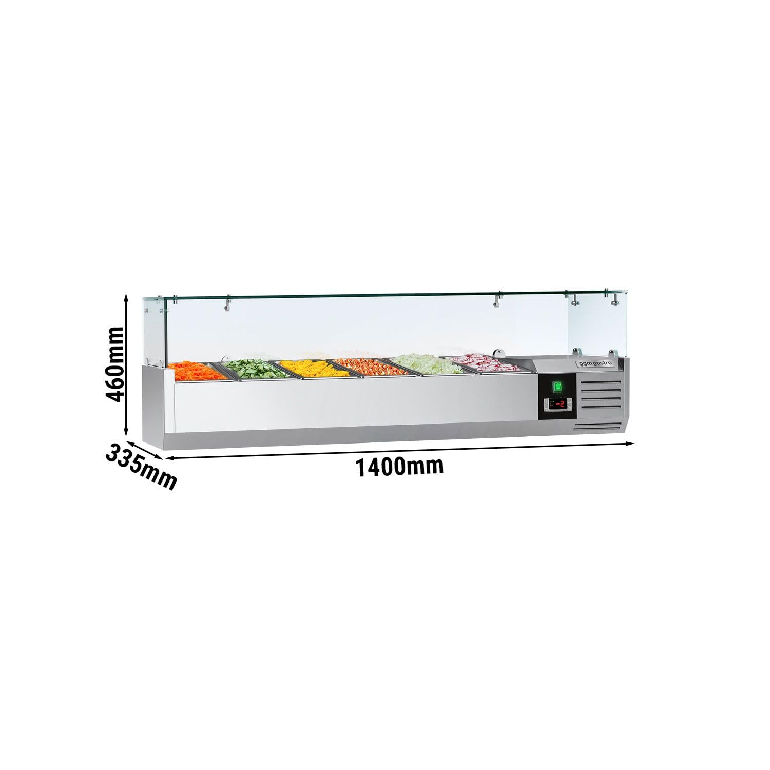 GGM Gastro Vetrina Refrigerata PREMIUM - 1400x335mm - 6x GN 1/4 - AGG143ND