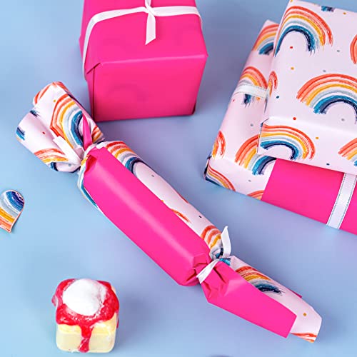 WRAPAHOLIC Reversible Wrapping Paper - Mini Roll - 17 Inch X 33 Feet - Colorful Rainbow Perfect for Birthday, Holiday, Party