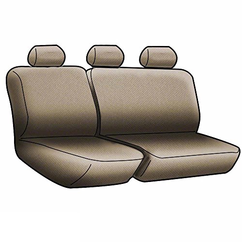 Coverking Custom Fit Rear 60/40 Bench Seat Cover For Select Toyota Tacoma Models - Premium Leatherette 2-Tone (Cashmere With Black Sides) #TOP1