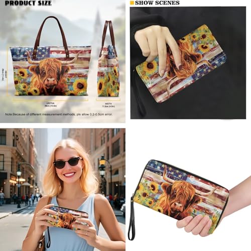 Set bolso tote y billetera mujer de cuero PU miniatura 4