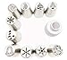 Cofe-BY Christmas Russian Piping Tips Set for Cake Decorations- 21pcs Baking Supplies Cake Cupcake Flowers Icing Tips, 10pcs Frosting Nozzles-1 Coupler -10 Disposable Pastry Bags, Gifts