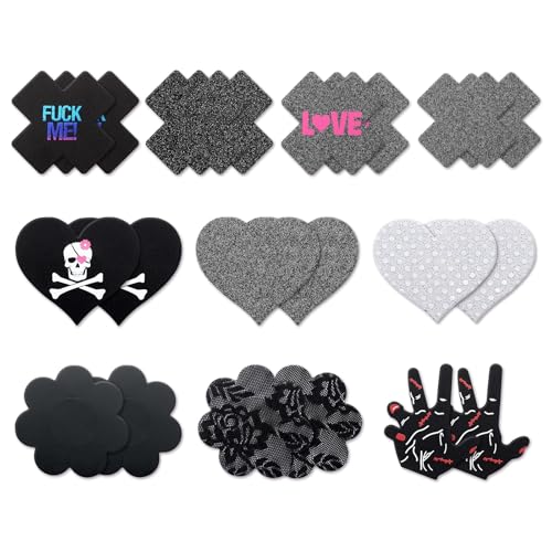 Image of Glitters Pasties Rave Pack Nipple Covers Stickers Disposable Sticky Breast Petals Bra for Women Rave Outfit Party