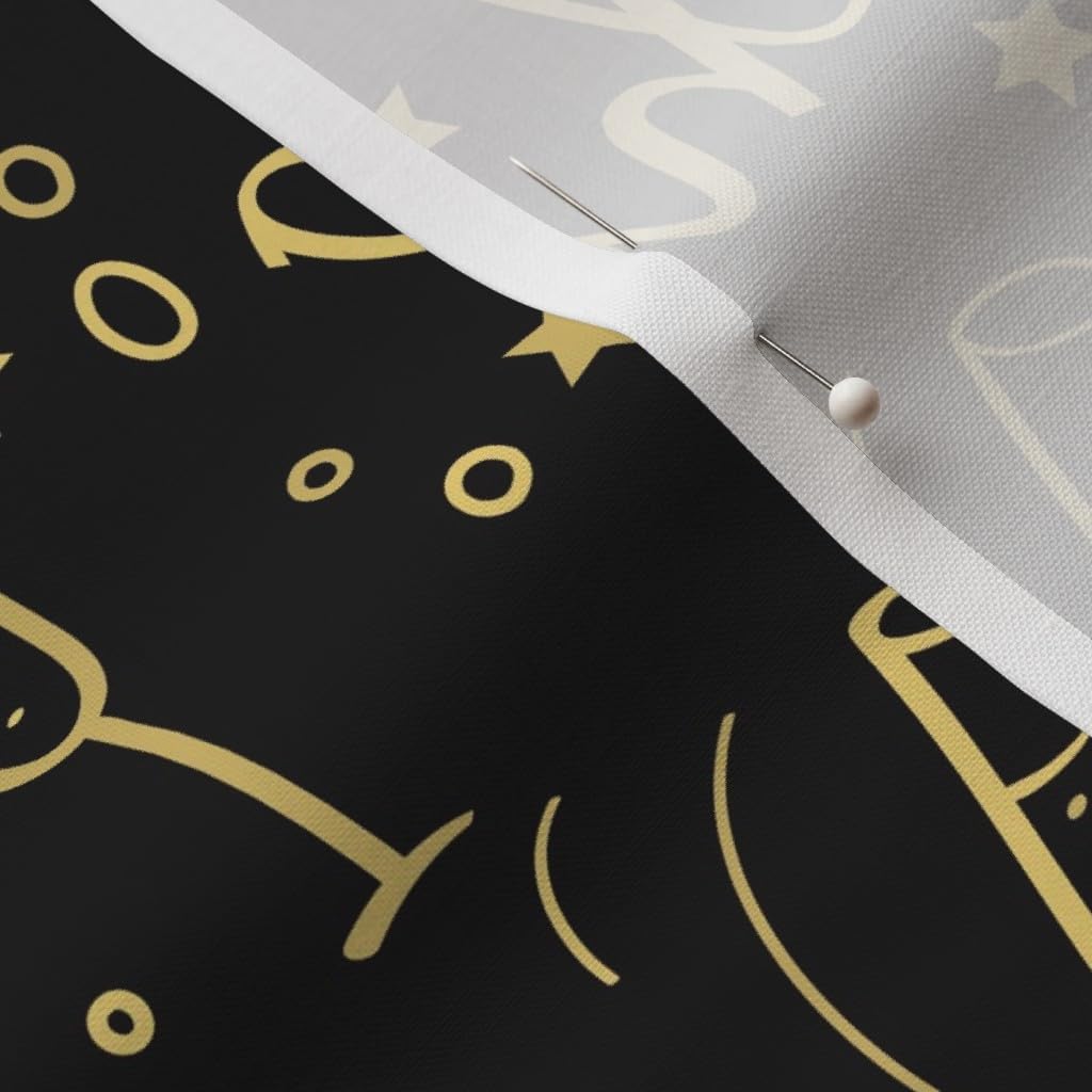 Spoonflower Fabric - Champagne Black Gold Bubble Golden Party Drink Holiday Printed on Petal Signature Cotton Fabric by The Yard - Sewing Quilting Apparel Crafts Decor