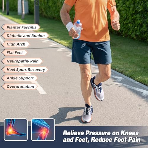 Image of Men's Orthopedic Road Running Sneakers: Comfortable Casual Arch Supports Plantar Fasciitis Orthotic Sports Athletic Shoes, Flat Feet High Arch Tennis Work Walking Shoes for Foot Heel and Pain Relief