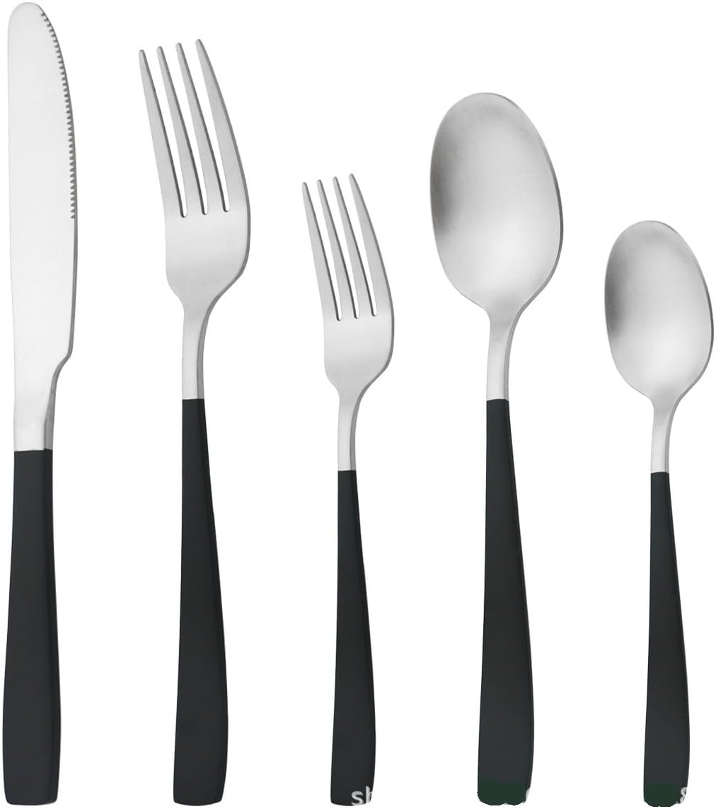 Silverware Set, 5/20/30/40/50/60 Pieces White Silver Stainless Steel Cutlery Creative Knife, Fork And Spoon Steak Knife And Fork 5-piece Set(Rainbow,4Set-20Pcs)