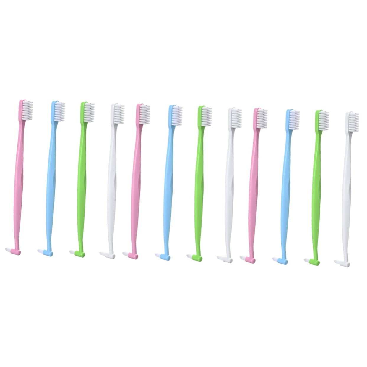 12pezzi Spazzolini Ergonomici Per Interdentale Resistente Braces e Spazi Difficili Colori Variati Blu Rosa