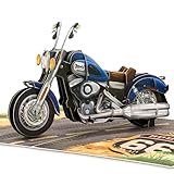 POPWOW Classic Motorcycle Pop Up Card, Birthday and Fathers Day Gift For Husband, Son, Dad, Men, Grandfather, Father-in-law, Uncle, 3D Greeting Card, Size 5x7 - Includes Envelope And Message Note