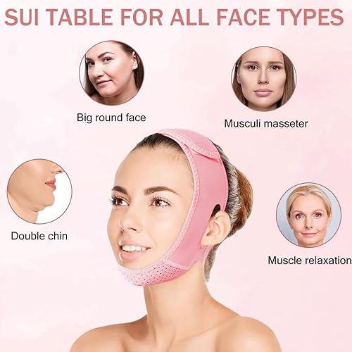 Vista 7 de Máscara de elevación de línea V para dormir, máscara de elevación en V para mujeres, ejercitadora de mandíbula, mediano, rosa