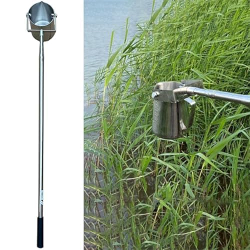 Dispositivo telescópico de muestra de calidad de agua, vaso de precipitados y péndulo de acero inoxidable para recogida de líquidos en río/lago (1000 ml, 0,6-1,5 m)
