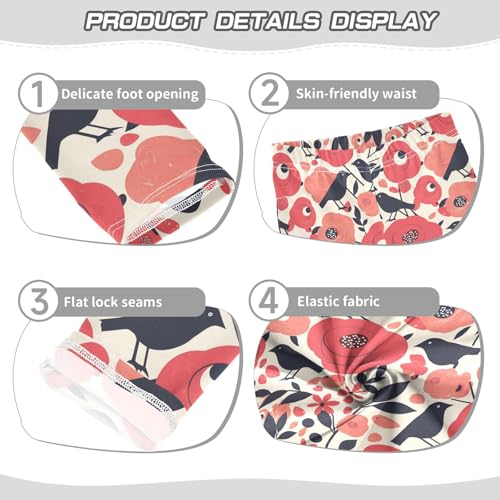 KLL Red Roses with Eyeballs and Black Crows Little Girls Athletic Leggings Stretch High Waisted Athleisure Pants Gym3