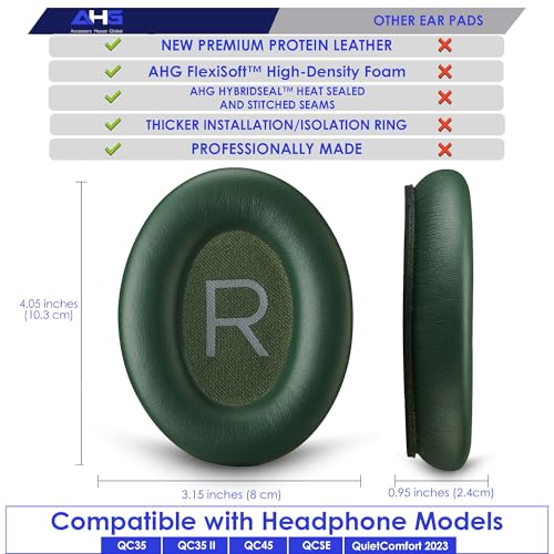 Kit de almohadillas y diadema de reemplazo AHG Accessory House Global para Bose QuietComfort 2023 QC45 QCSE QC35 II, color verde ciprés miniatura 6