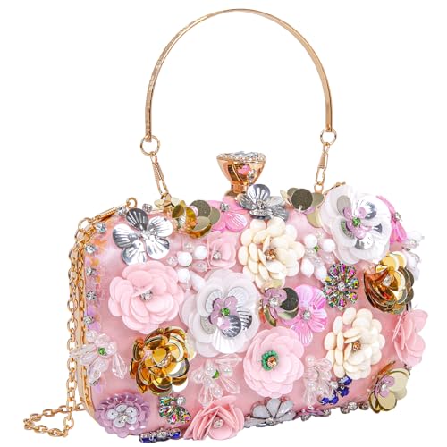 Image of BBTT.ful Women Clutches Flower Evening Handbag Chain Strap Shoulder Bag handbag Wedding bag purse