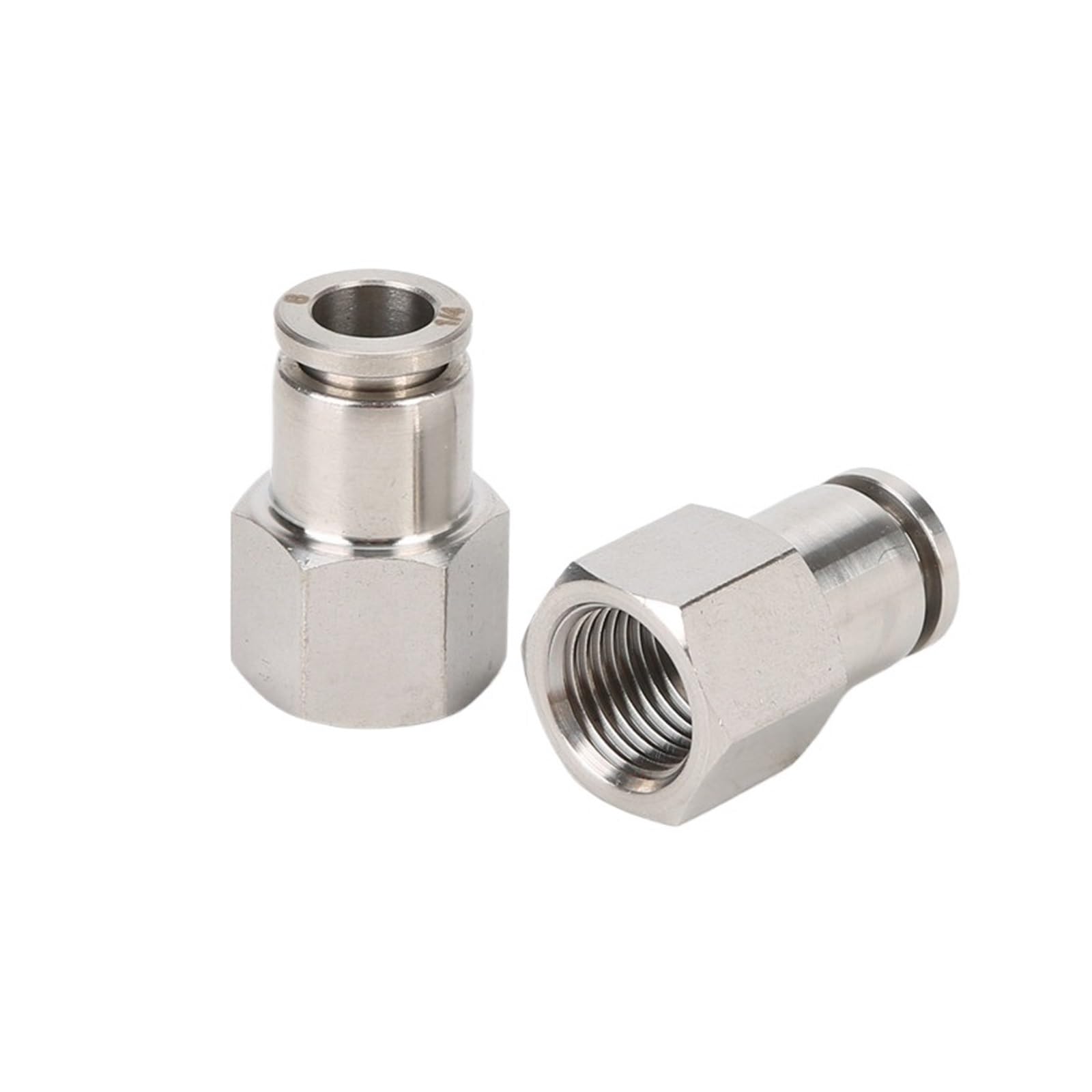 1/8" 1/4" 3/8" 1/2" BSP Female Thread 304 Stainless Steel Pneumatic Fitting Push in Quick Connector Fit Tube 4/6/8/10/12/14/16mm(4mm,1/4")