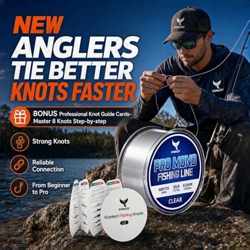 Image of Monofilament Fishing Line with Knot Guide Card, Tangle-Free Snap Ring for No More Mess, Low Memory Smooth Casting Nylon Mono String, 15 /20 /30 /50 /80LB, 220-1050 Yards