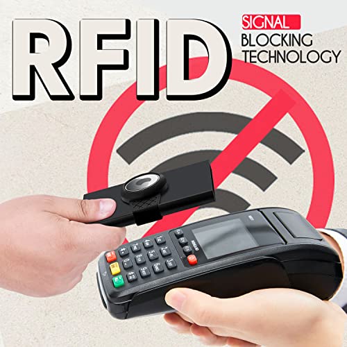 MOSIYEEF Mens Wallet with AirTag Holder - Minimalist Stealth Pop Up Wallet for Men Compatible with Apple AirTag - Slim RFID Metal Wallet with Rubber Bands Holds 10-14 Credit Cards and Cash4