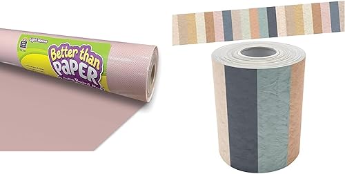 Tablero de anuncios en rollo de color malva claro Better Than Paper® y todos is Welcome Stripes con borde enrollado recto (TCR8909)