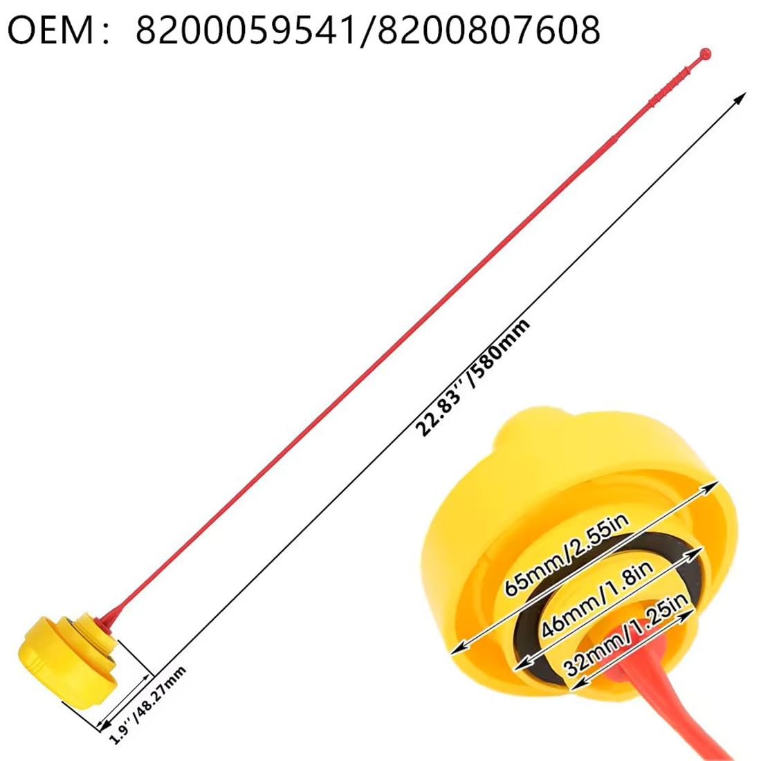 Wskaźnik Poziomu Oleju z Kapturkiem 8200807608 Compatible for Renault Clio MK3 2005-2014 8200059541 Pomiar poziomu oleju do wymiany paliwa olejowego