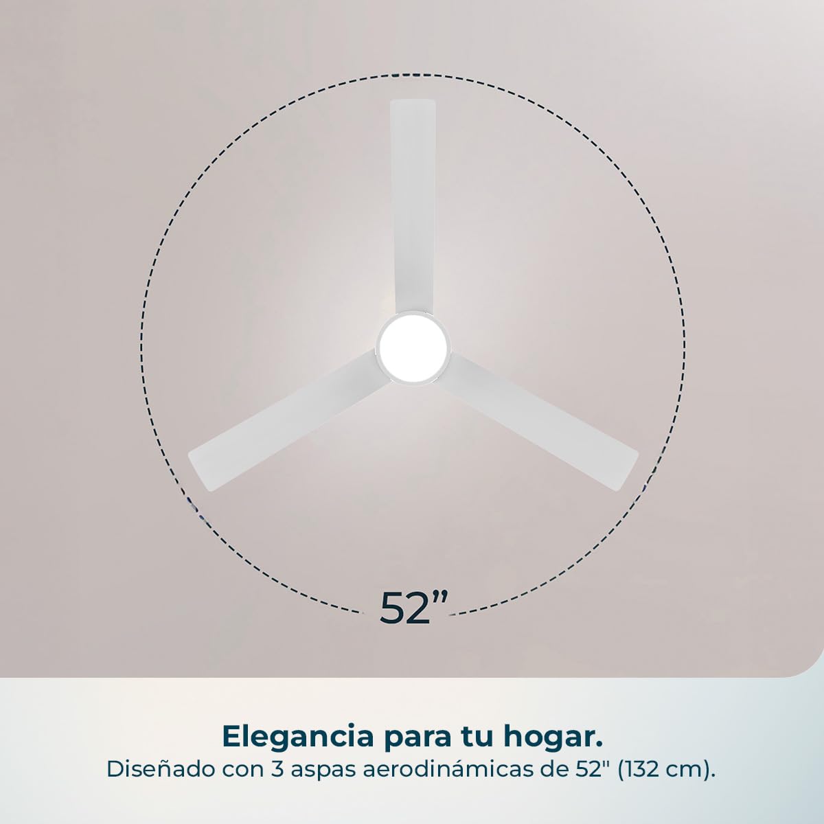 Cecotec Ventilador de Techo con Luz EnergySilence Aero 452 QuickSnap White. 30W, Motor DC, Diámetro 52" (132cm), 3 Aspas, 3 Tonos LED, Mando a Distancia, Temporizador, Montaje Rápido con un “Click” | Fernbedienung, Timer bis 8 Std., 6 Geschwindigkeitsstuf