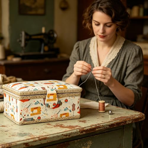 Boîte de rangement en tissu grand volume à structure bois stable