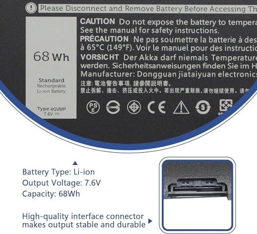 Image of Wefly 4GVMP Laptop Battery Compatible for Dell Latitude 5400 5500 5410 5510 Precision 3540 3550 Inspiron 7590 7591 7791 2-in-1 1RF7WM 9JRYT 09JRYT 09JRYRY 0X77XY 0C5GV2 Laptop Battery