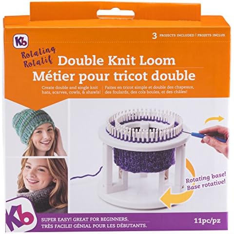 Authentic Knitting Board 'Rotating' Double Knit Loom, Double Knit with Rotating Base, Easy Knitting Cover