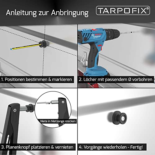 Tarpofix® Planenhaken rund inkl. Nieten | Endkappen Anhänger Plane | 20 STK – Ansicht 6