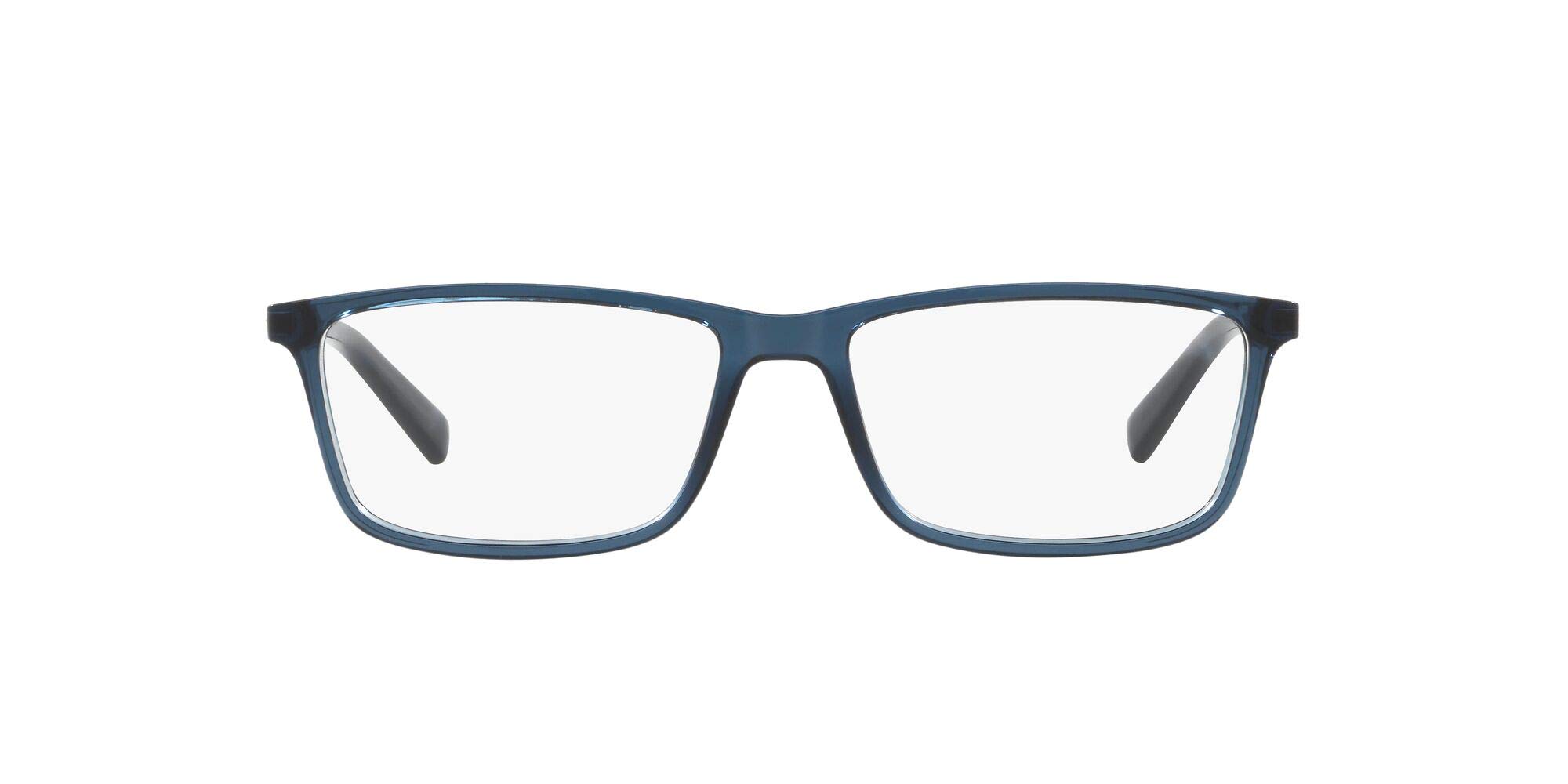 Armani ExchangeAX Men's Ax3027 Rectangular Prescription Eyeglass Frames, Transparent Blue Dress/Demo Lens, 55 mm