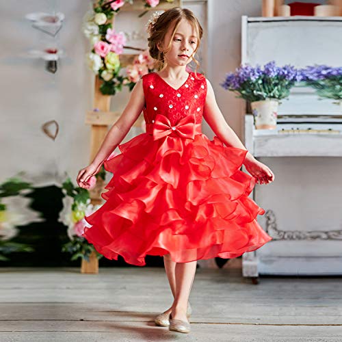 Image of NNJXD Toddler Baby Tulle Flower Princess Wedding Dress Girls Birthday Dresses