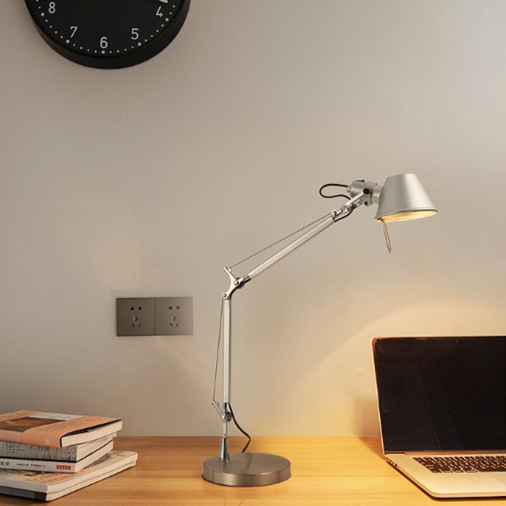 Schreibtischlampe, Schwenkarm mit Ein-/Ausschalter & Mehrgelenk-Anpassung, Augenschonende Leselampe für Schlafzimmer, Arbeitszimmer & Büro