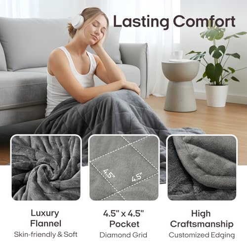 Image of ZonLi Royal Posh Velvet Weighted Blanket for Adults, Dual Sided Cozy Fluffy Heavy Blanket(48 inchx72 inch,12lbs,Grey), Bed Sofa Heavy Blankets, Soft Material with Premium Glass Beads, Easy Care