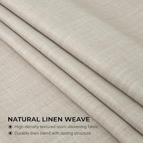 Image of HPD Half Price Drapes - Faux Linen Curtains for Living Room (2 Panels) - 50W X 96L - Textured Room Darkening Curtains for Bedroom 96 Inches Long - Drapes for Home Decor, Thatched Tan