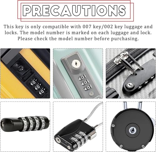 2 Pack A007 Key Master Luggage Replacement Keys - Compatible with Luggage Suitcase Combination Password Locks