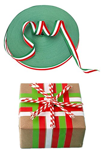 Nastro a strisce verdi, bianche e rosse, in gros