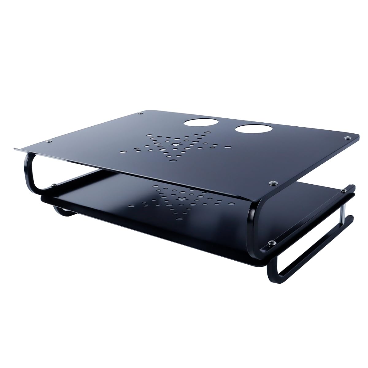 Mensola da parete a 2 ripiani per TV Box/Proiettore/Decoder via cavo/Lettore DVD/Decoder multimediali/Console di gioco, nera