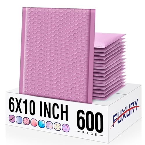 Image of Fuxury Bubble Mailers 6x10 inch Pinkish Purple Padded Envelopes 600 Pack Bulk