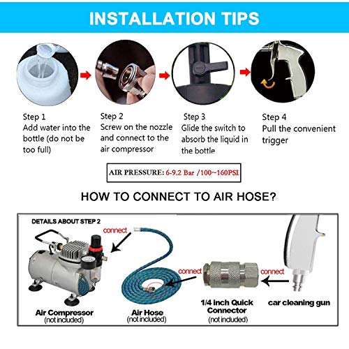 Car Interior Cleaner, Auto Detail Tools Car Detailing Kit(Needs Air Compressor) High Pressure Car Cleaning Gun Car Cleaning Kit for Vehicle Upholstery Carpet Seat (US M Style Plug) - Image 6